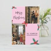 Modern Chic 2 Foto Holly Berries Frohe Weihnachten (Stehend Vorderseite)