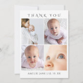 Modern Chic 4 Photo Collage Baby Shower Dankeskarte (Vorderseite)