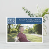 Modern Chic Abschluss Einladung - Blau (Stehend Vorderseite)