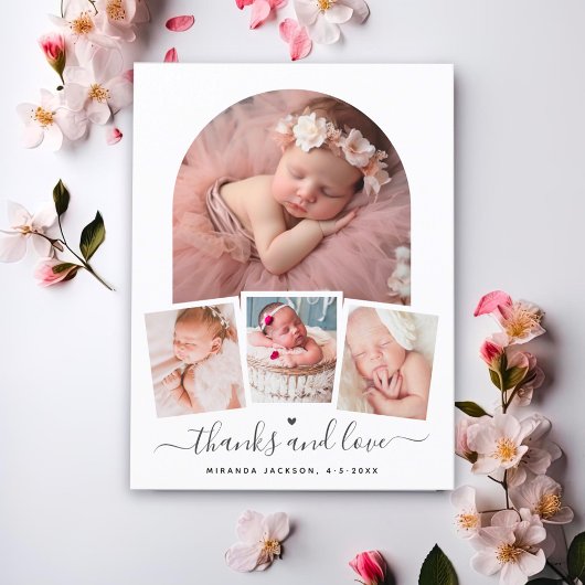 Modern Chic Arch Baby Dusche Danke Foto Postkarte
