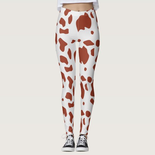 Modern Chic Ayrshire Kuh Animal Print Muster Leggings (Vorderseite)