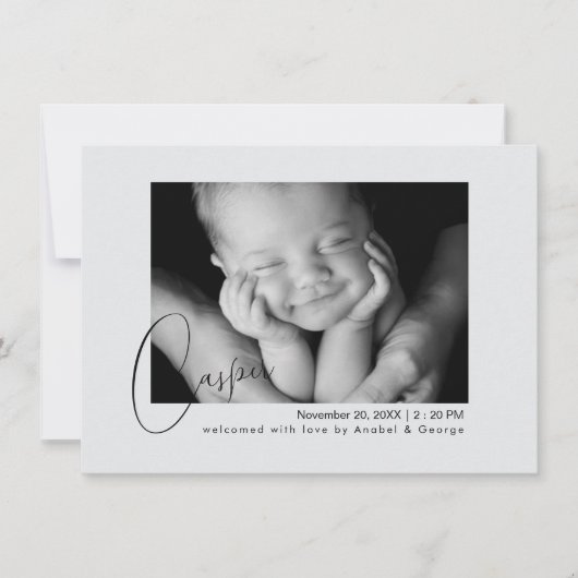 Modern Chic Baby Photo Birth Announcement Ankündigung (Vorderseite)