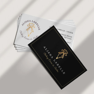 Modern & chic Bakery Picktack Logo Schwarz & Gold Visitenkarte