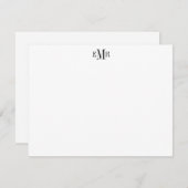 Modern Chic Beruflich Black 3 Monogramm Initial Mitteilungskarte (Vorne/Hinten)