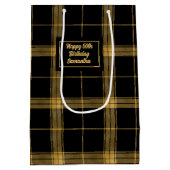 Modern Chic Black and Gold Gift Bag Design Mittlere Geschenktüte (Rückseite)