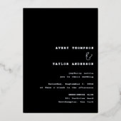 Modern Chic Black and Silver Wedding Folieneinladung (Vorderseite)