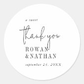 Modern Chic Black and White A Sweet Vielen Dank Runder Aufkleber (Vorderseite)