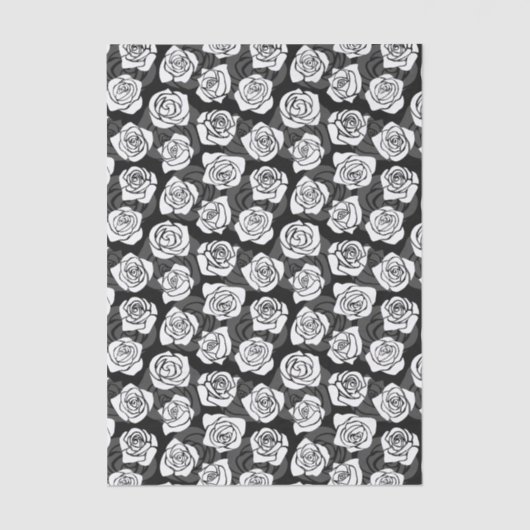 Modern Chic Black and White Rose Flower Pattern Seidenpapier (Vorderseite)