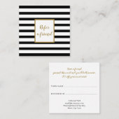 Modern Chic Black and White Striping Gold Script Empfehlungskarte (Vorne/Hinten)