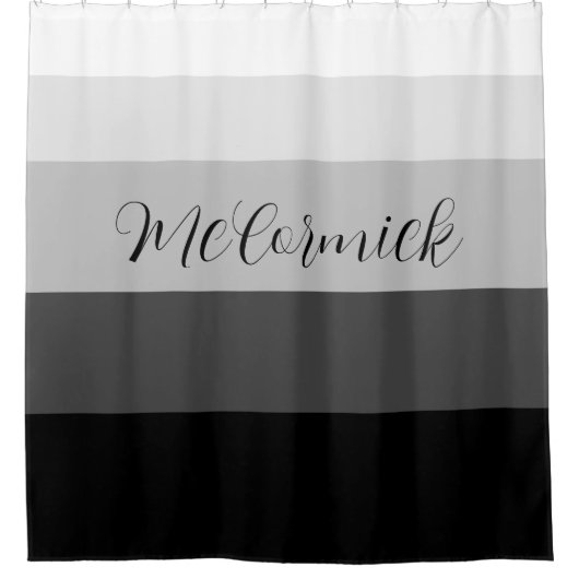 Modern Chic Black Gray White Script Monogram Duschvorhang (Vorderseite)
