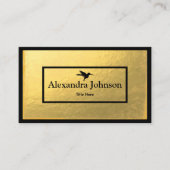Modern Chic Black Humming Bird Imitate Gold Fossil Visitenkarte (Vorderseite)