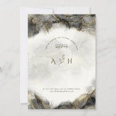Modern Chic Black Inked Islamic Wedding Monogram Einladung (Rückseite)