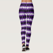 Modern Chic Black Lila Harlequin Diamond Muster Leggings (Rückseite)