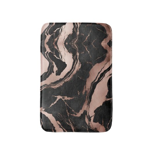 Modern Chic Black Rose Gold Marble Badematte (Vorderseite Vertikal)