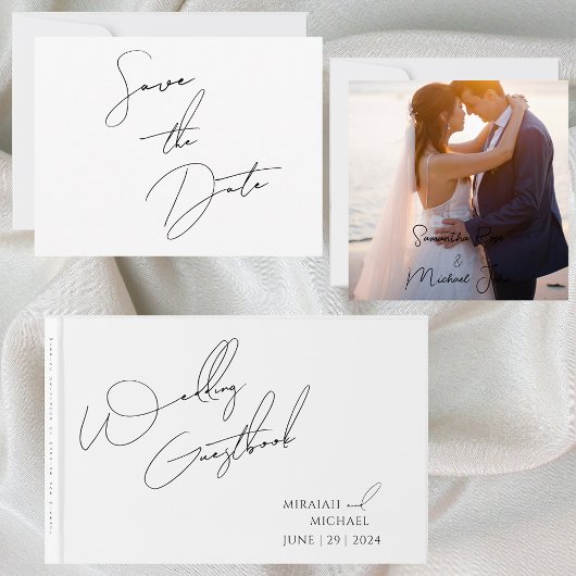 Modern Chic Black Scripts Save the Date Einladungspostkarte