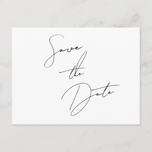 Modern Chic Black Scripts Save the Date Einladungspostkarte (Vorderseite)