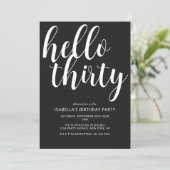 Modern Chic Black & White 30. Geburtstag Party Einladung (Stehend Vorderseite)
