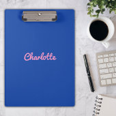 Modern Chic Blue Pink Individuelle Name Girly Scri Klemmbrett
