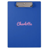 Modern Chic Blue Pink Individuelle Name Girly Scri Klemmbrett (Vorderseite)