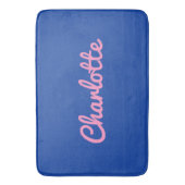 Modern Chic Blue Pink Preppy Individuelle Name Tre Badematte (Vorderseite Vertikal)