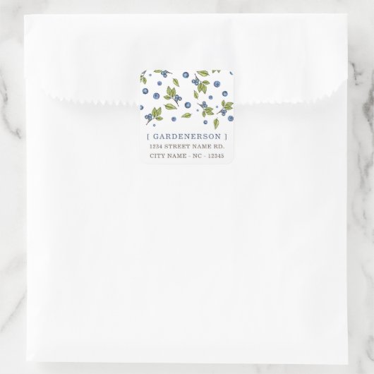 Modern Chic Blueberries Square Sticker (Tasche)