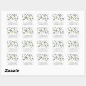Modern Chic Blueberries Square Sticker (Blatt)