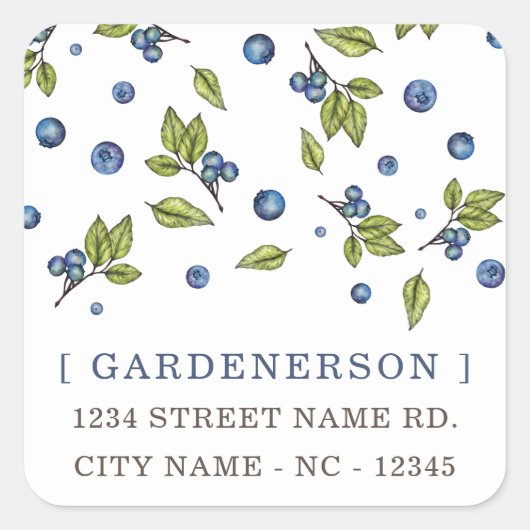 Modern Chic Blueberries Square Sticker (Vorderseite)