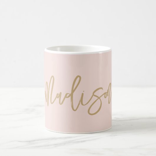 Modern Chic Blush Pink Gold Monogram Script Name Kaffeetasse (Mittel)