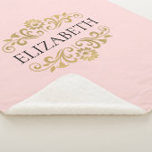 Modern Chic Blush Pink Gold Monogram Sherpadecke (3/4)