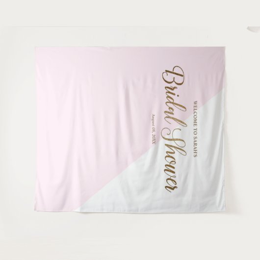 Modern Chic Blush Pink Gold Script Personalisiert Wandteppich (Vorderseite (Horizontal))