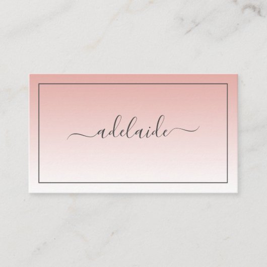 Modern Chic Blush Pink Haarstylist ombre script Visitenkarte (Vorderseite)