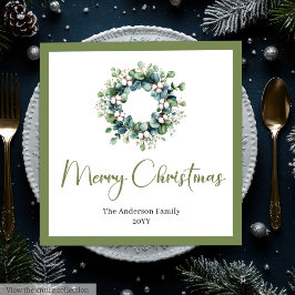 Modern Chic Boho Christmas Wreath in Neutral Tones Serviette