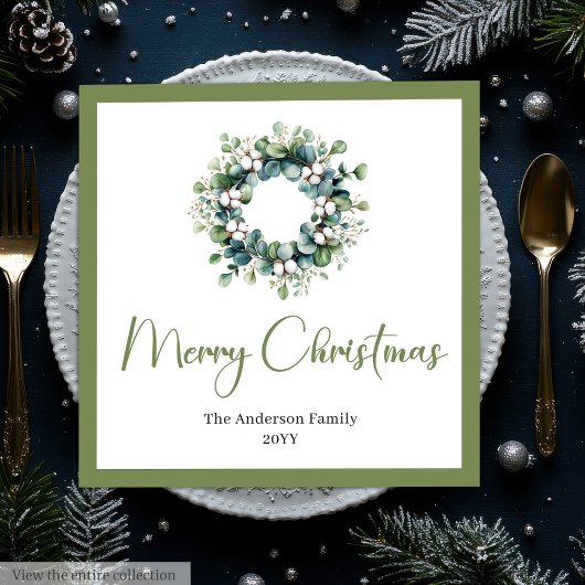 Modern Chic Boho Christmas Wreath in Neutral Tones Serviette