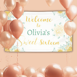 Modern Chic Boho Floral Sweet 16 Geburtstagsparty Banner