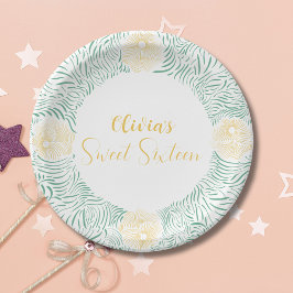Modern Chic Boho Floral Sweet 16 Geburtstagsparty Pappteller