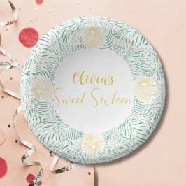 Modern Chic Boho Floral Sweet 16 Geburtstagsparty Pappteller