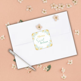 Modern Chic Boho Floral Sweet 16 Geburtstagsparty Quadratischer Aufkleber