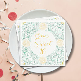 Modern Chic Boho Floral Sweet 16 Geburtstagsparty Serviette