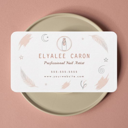 Modern Chic Boho Manicurist Artist Nail Tech Visitenkarte