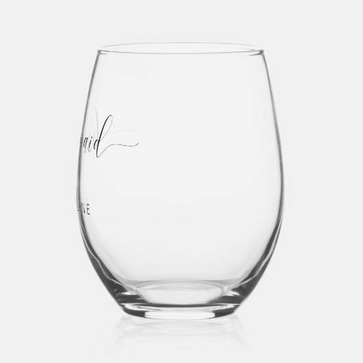 Modern Chic Bridesmaid Script Gold Herzname Weinglas Ohne Stiel (Links)