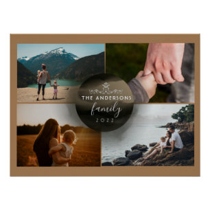 Modern Chic Brown Golden Ornamental 4 Foto Poster