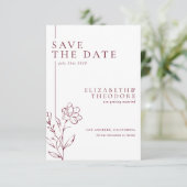 Modern Chic Burgundy Elegant Wedding Save The Date (Stehend Vorderseite)