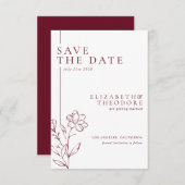 Modern Chic Burgundy Elegant Wedding Save The Date (Vorne/Hinten)