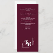 Modern Chic Burgundy Minimalistisch Wedding Vielen Menükarte (Vorne/Hinten)