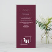 Modern Chic Burgundy Minimalistisch Wedding Vielen Menükarte (Stehend Vorderseite)