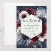 Modern Chic Burgundy Wedding Save The Date (Vorne/Hinten)