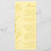 Modern Chic Butter Yellow Floral Wedding Menu Menükarte (Vorderseite)