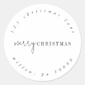 Modern Chic Christmas Circular Return Address Runder Aufkleber (Vorderseite)