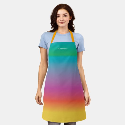 Modern Chic Colorful Rainbow Ombre Individuelle Na Schürze (Getragen)