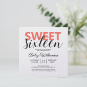 Modern Chic Coral White Stripes Sweet 16 Einladung (Stehend Vorderseite)